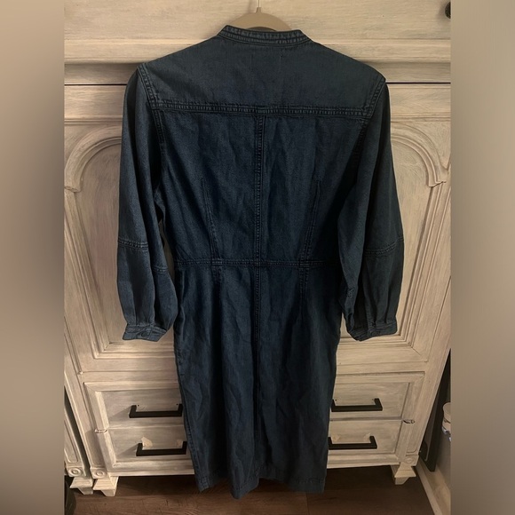 Joie Tallula Classic Denim Midi Utility Dress Balloon Sleeves - Picture 9 of 9